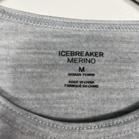 Icebreaker 100% Merino Wool Top Women M Gray Long Sleeve Base Layer Outdoor Ski - Picture 3 of 8